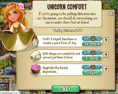 castleville tending unicorns: unicorn comfort tasks