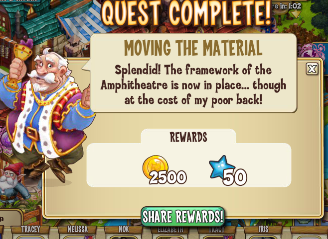 castleville the amphitheatre: moving the material rewards, bonus
