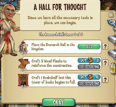 castleville the research hall: a hall for thought tasks