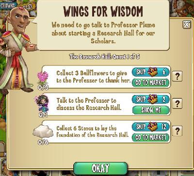 castleville the research hall: wings for wisdom tasks