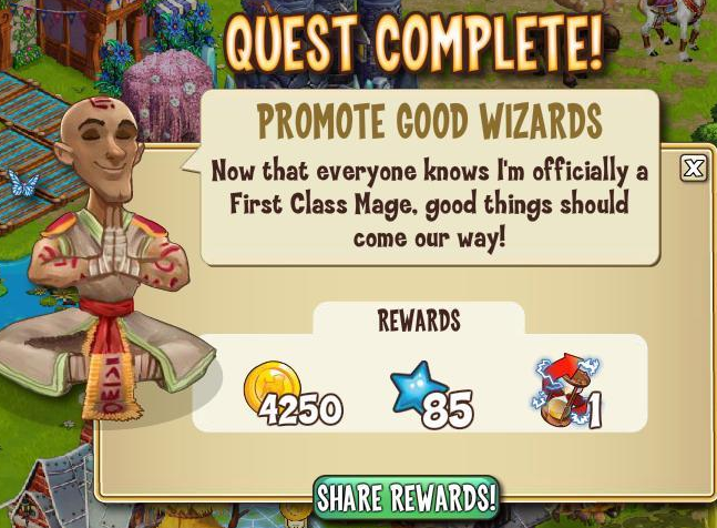 castleville trial by magic: promote good wizards rewards, bonus