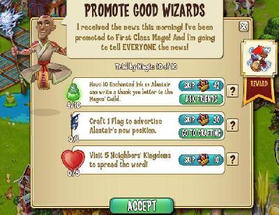 castleville trial by magic: promote good wizards tasks