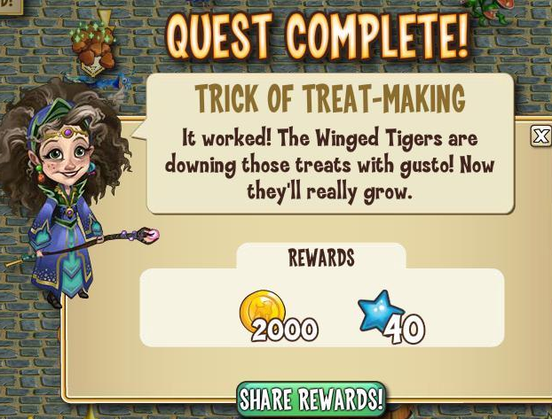 castleville wild about winged tigers: trick of treat-making rewards, bonus