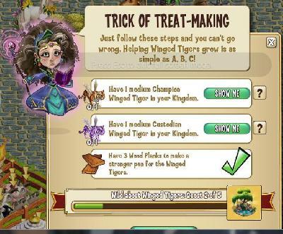 castleville wild about winged tigers: trick of treat-making tasks