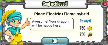 dragon city place eletric flame hybrid rewards, bonus