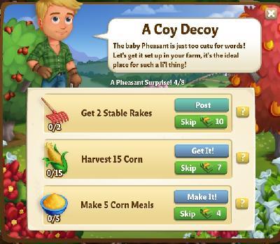 farmville 2 a peasant surprise: a coy decoy tasks
