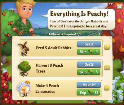 farmville 2 a peasant surprise: everything is peachy tasks