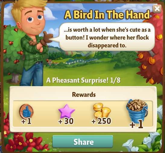 farmville 2 a peasant surprise: pheasantries rewards, bonus