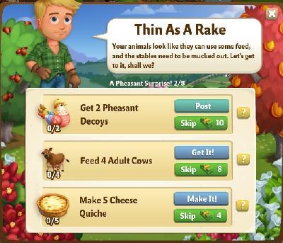 farmville 2 a peasant surprise: thin as a rake tasks