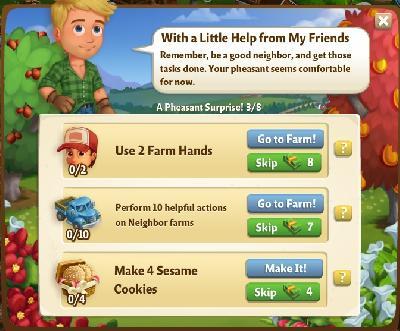farmville 2 a peasant surprise: with a little help from my friends tasks