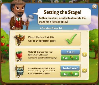 farmville 2 a timeless classic: setting the stage tasks