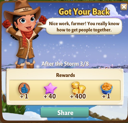 farmville 2 after the  storm: a little to the left rewards, bonus