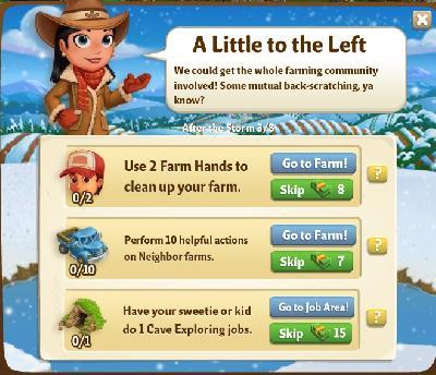 farmville 2 after the  storm: a little to the left tasks