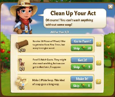 farmville 2 all fur you: clean up your act tasks