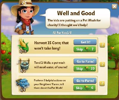 farmville 2 all fur you: well and good tasks
