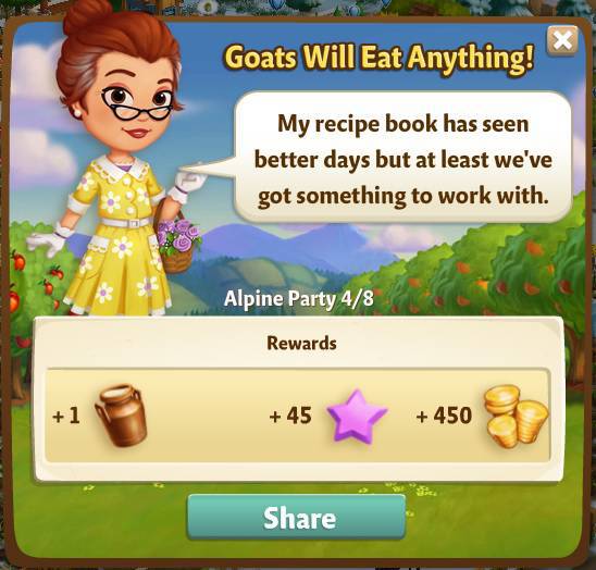 farmville 2 alpine party: why did it have to be goats rewards, bonus