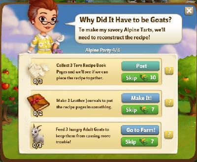farmville 2 alpine party: why did it have to be goats tasks