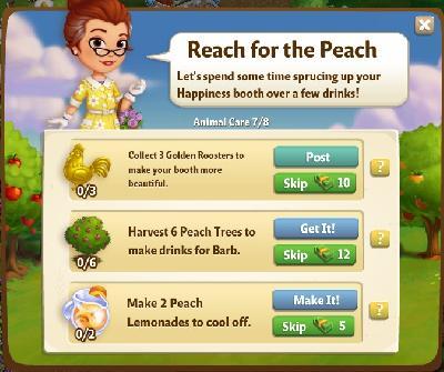 farmville 2 animal care: reach for the peach tasks