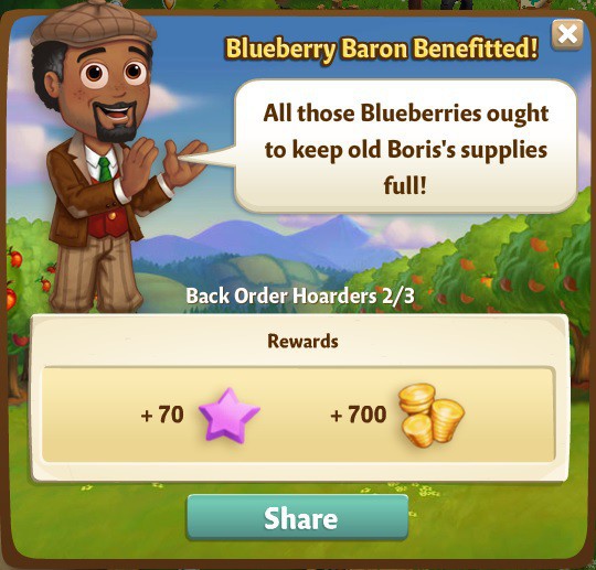 farmville 2 back order hoarders: blueberry baron part 2 of 3 rewards, bonus