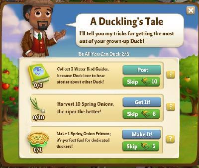 farmville 2 bee all you can duck: a ducklings tale tasks