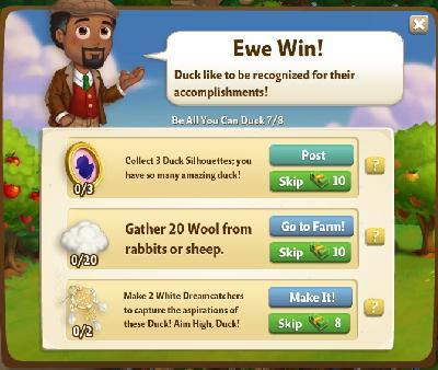farmville 2 bee all you can duck: ewe win tasks