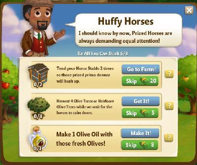 farmville 2 bee all you can duck: huffy horses tasks