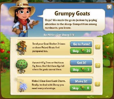 farmville 2 be all you can sheep: grumpy goats tasks
