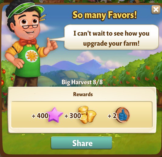 farmville 2 big harvest: favors everywhere rewards, bonus