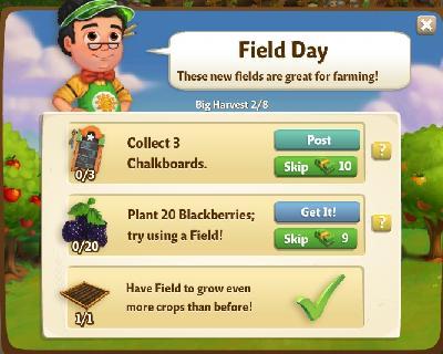 farmville 2 big harvest: field day tasks