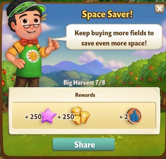 farmville 2 big harvest: space upgrade rewards, bonus