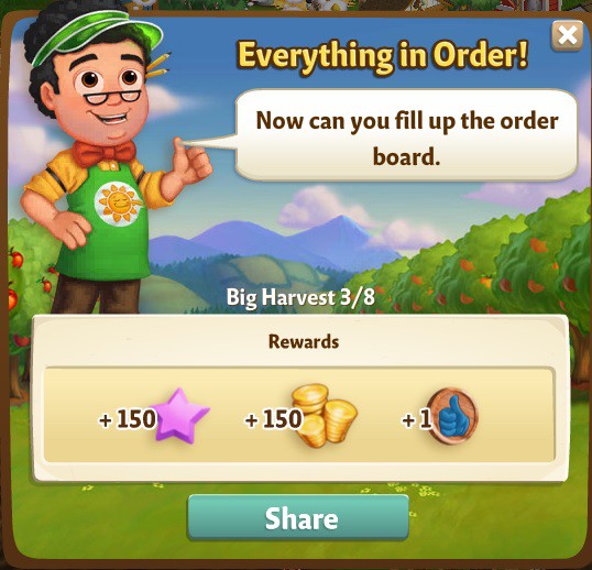 farmville 2 big harvest: that's an order rewards, bonus