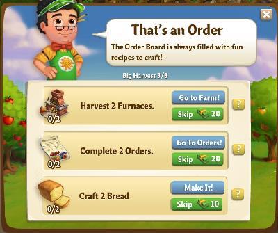 farmville 2 big harvest: that's an order tasks