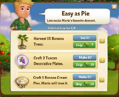 farmville 2 birthday surprise: easy as pie tasks