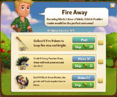 farmville 2 birthday surprise: fire away tasks