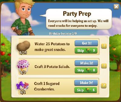 farmville 2 birthday surprise: party prep tasks