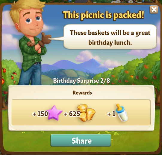 farmville 2 birthday surprise: picnic packing rewards, bonus