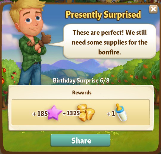 farmville 2 birthday surprise: present predicament rewards, bonus