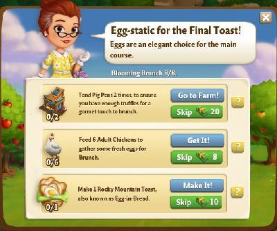 farmville 2 blooming brunch: egg static for the final toast tasks