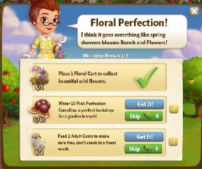 farmville 2 blooming brunch: floral perfection tasks