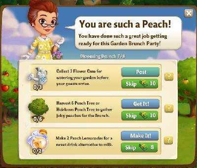 farmville 2 blooming brunch: you are such a peach tasks