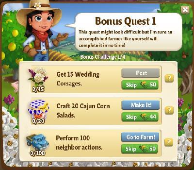farmville 2 bonus challenge: bonus quest 1 tasks