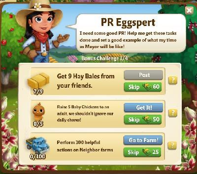 farmville 2 bonus challenge: pr eggspert tasks