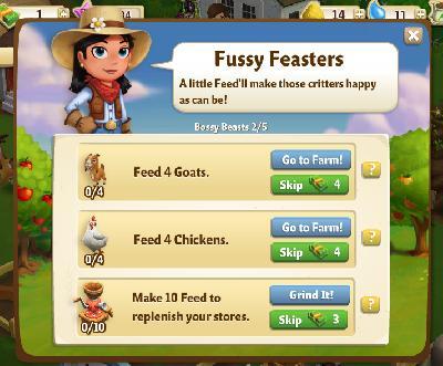 farmville 2 bossy beasts: fussy feasters tasks