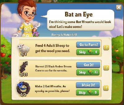 farmville 2 bunny and hutch: bat an eye tasks