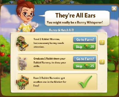 farmville 2 bunny and hutch: they are all ears tasks