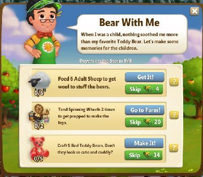 farmville 2 buyers in the storm: bear with me tasks