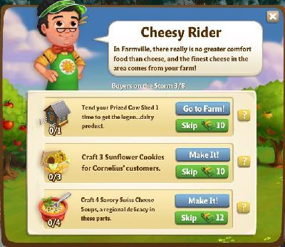 farmville 2 buyers in the storm: cheesy rider tasks