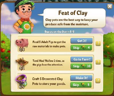 farmville 2 buyers in the storm: feat of clay tasks