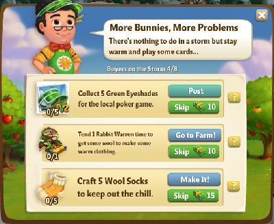 farmville 2 buyers in the storm: more bunnies, more problems tasks