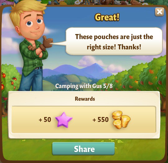 farmville 2 camping with gus: it's the little things rewards, bonus